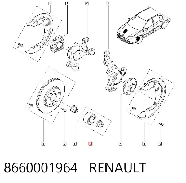 Подшипник ступицы 8660001964 Renault (RVI)