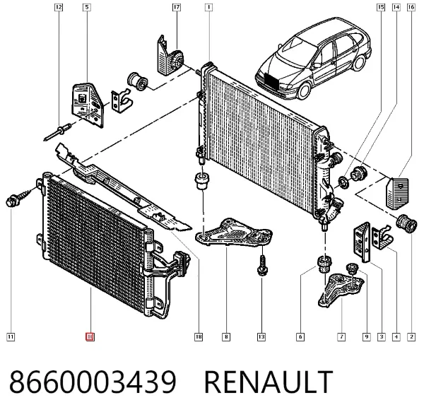 Радиатор кондиционера 8660003439 Renault (RVI)
