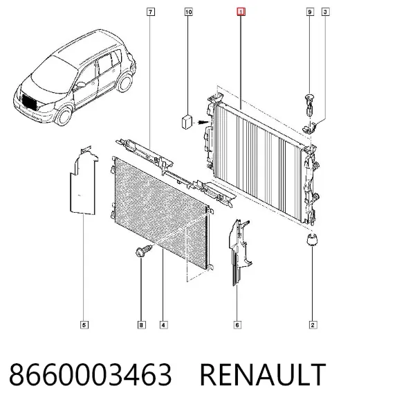 Радиатор 8660003463 Renault (RVI)