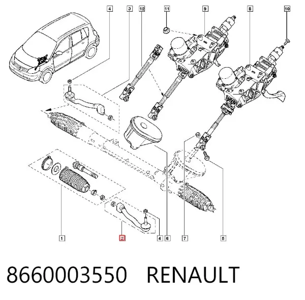 Рулевой наконечник 8660003550 Renault (RVI)