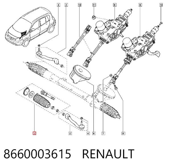 Рулевая тяга 8660003615 Renault (RVI)