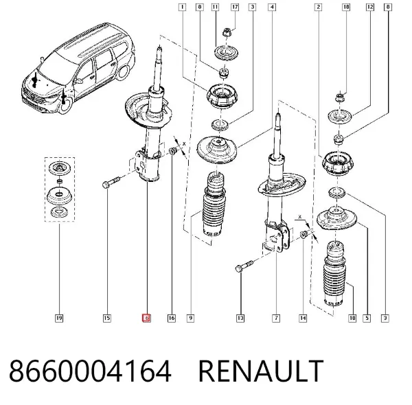 Амортизатор передний 8660004164 Renault (RVI)