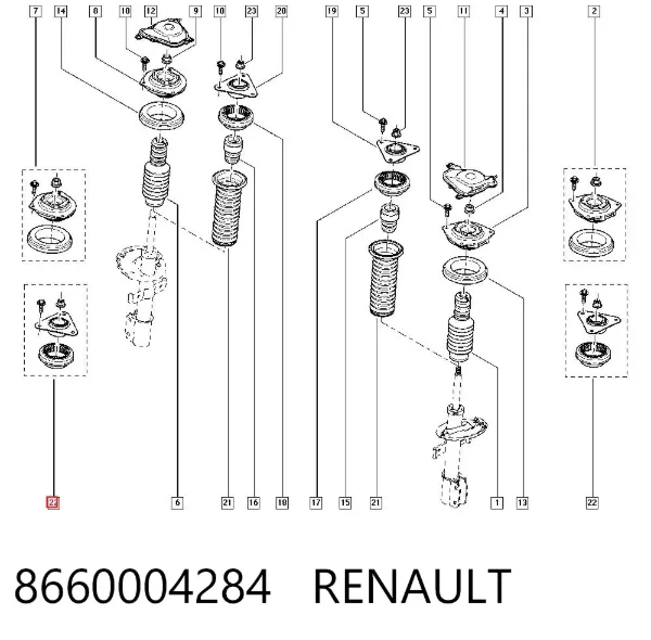 Опора переднего амортизатора 8660004284 Renault (RVI)