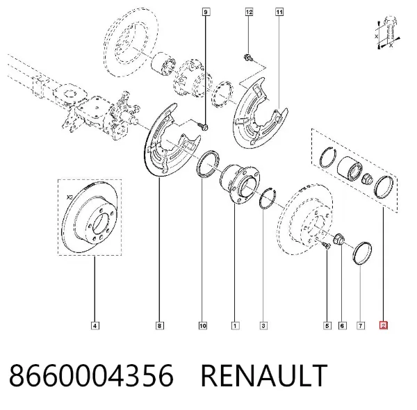 Подшипник задней ступицы 8660004356 Renault (RVI)