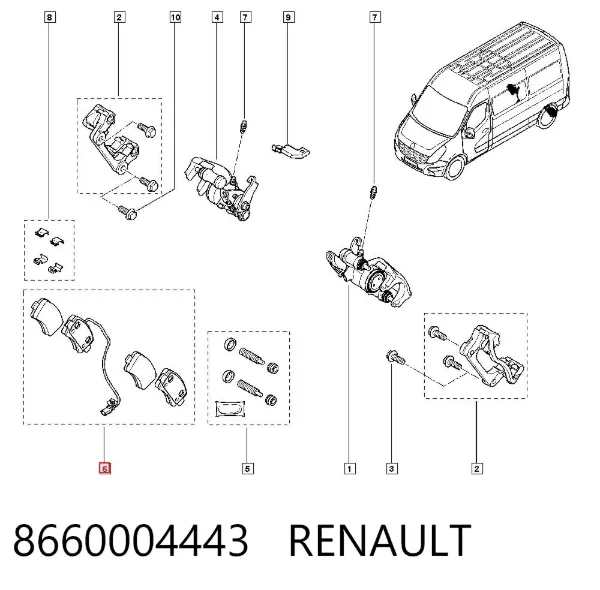 Задние тормозные колодки 8660004443 Renault (RVI)