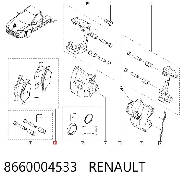 Передние тормозные колодки 8660004533 Renault (RVI)