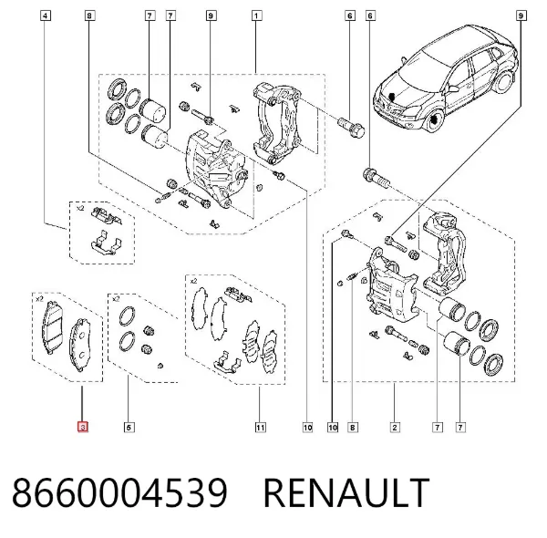 Передние тормозные колодки 8660004539 Renault (RVI)