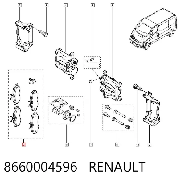 Передние тормозные колодки 8660004596 Renault (RVI)