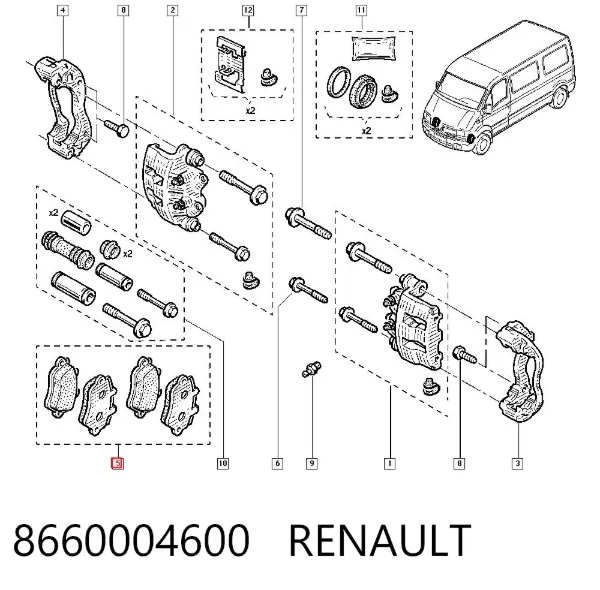 Передние тормозные колодки 8660004600 Renault (RVI)