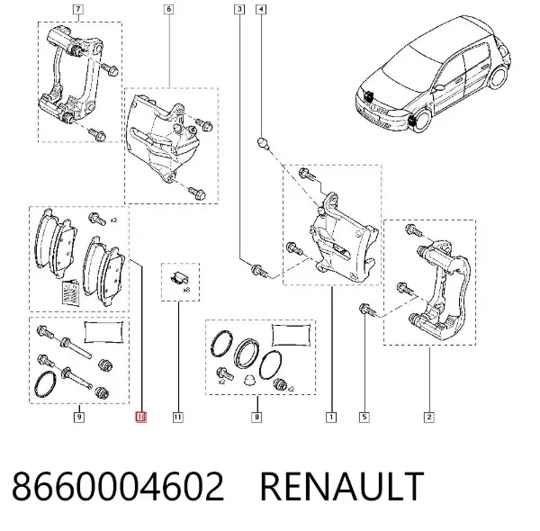 Передние тормозные колодки 8660004602 Renault (RVI)