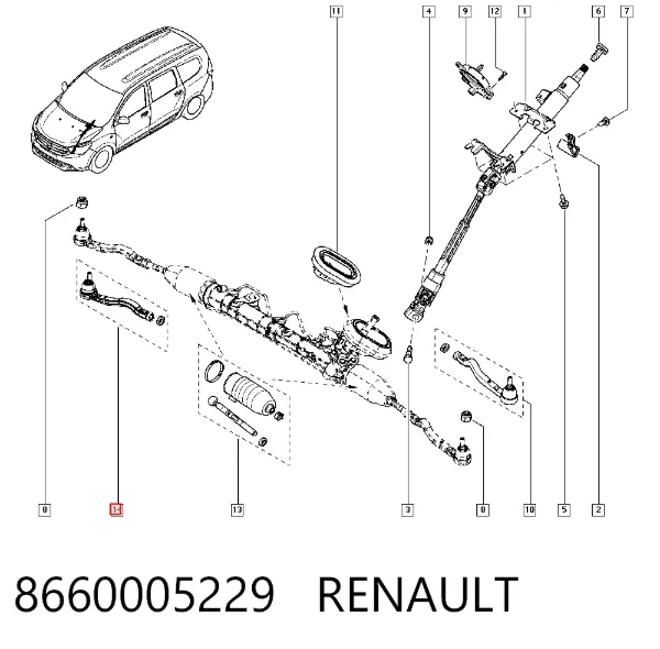 Рулевой наконечник 8660005229 Renault (RVI)