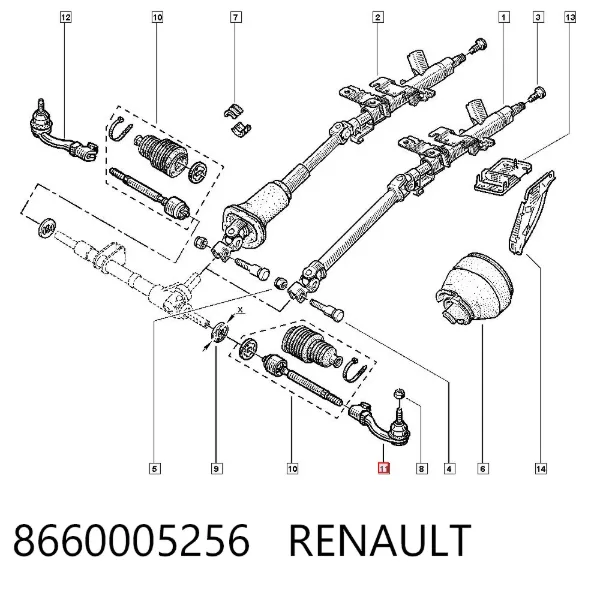 Рулевой наконечник 8660005256 Renault (RVI)