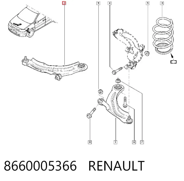 Нижний рычаг 8660005366 Renault (RVI)