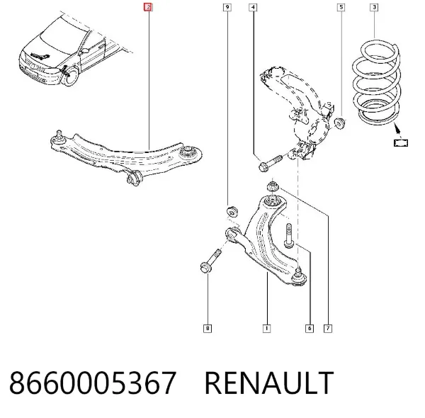 Рычаг передней подвески левый 8660005367 Renault (RVI)