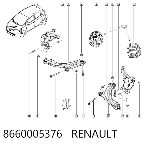 Рычаг передней подвески левый 8660005376 Renault (RVI)