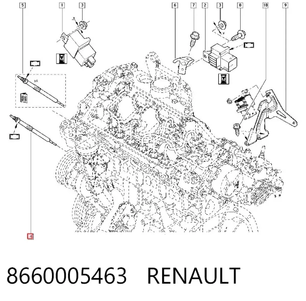 Свечи накала 8660005463 Renault (RVI)