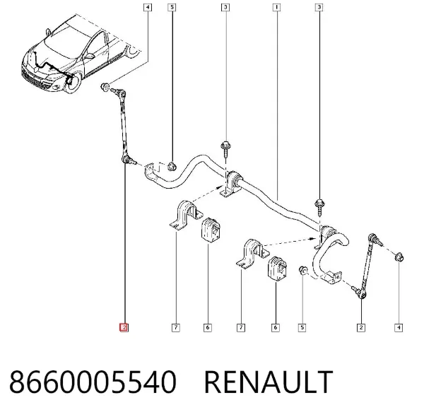 Стойка переднего стабилизатора 8660005540 Renault (RVI)