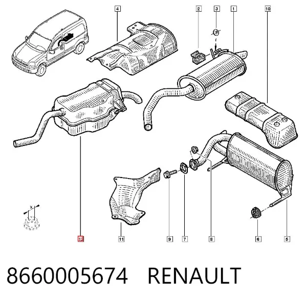 Глушитель задний 8660005674 Renault (RVI)