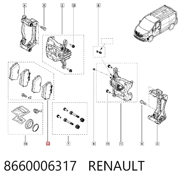 Передние тормозные колодки 8660006317 Renault (RVI)