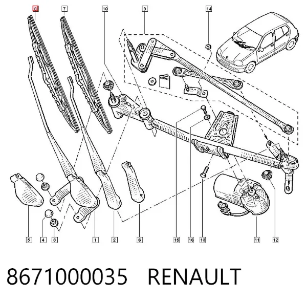 Дворник задний 8671000035 Renault (RVI)