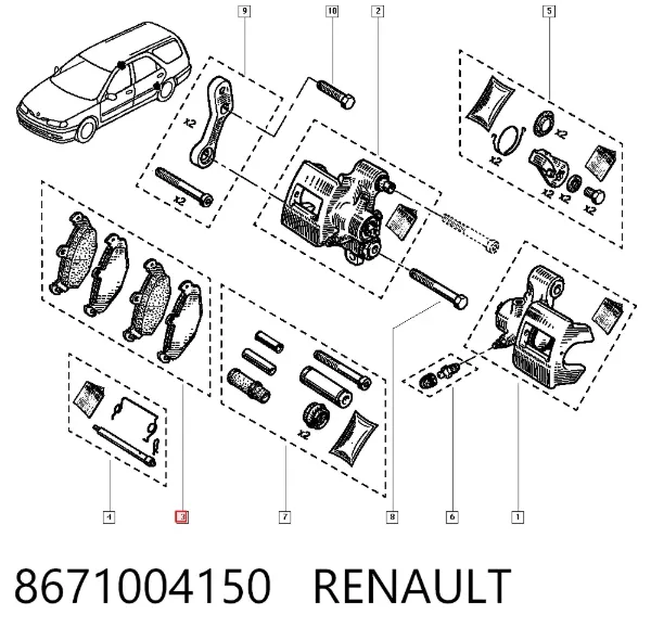 Задние тормозные колодки 8671004150 Renault (RVI)