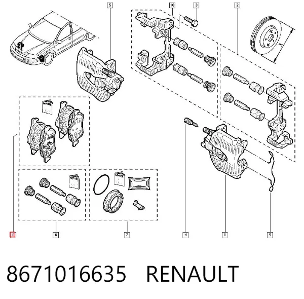 Передние тормозные колодки 8671016635 Renault (RVI)