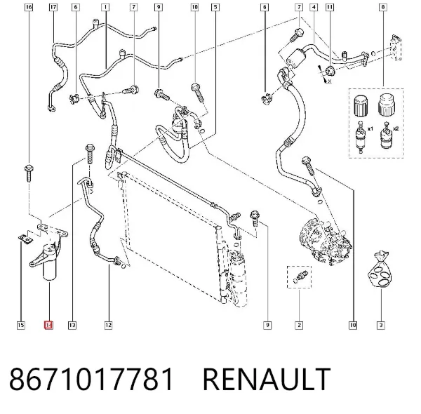 Осушитель кондиционера 8671017781 Renault (RVI)