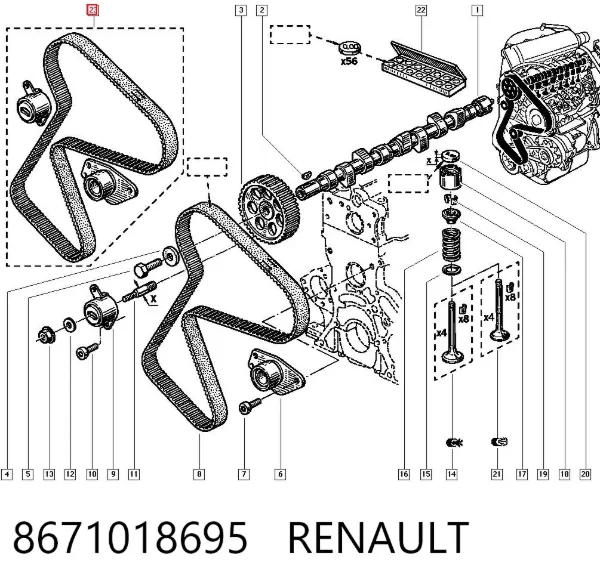 Комплект ГРМ 8671018695 Renault (RVI)