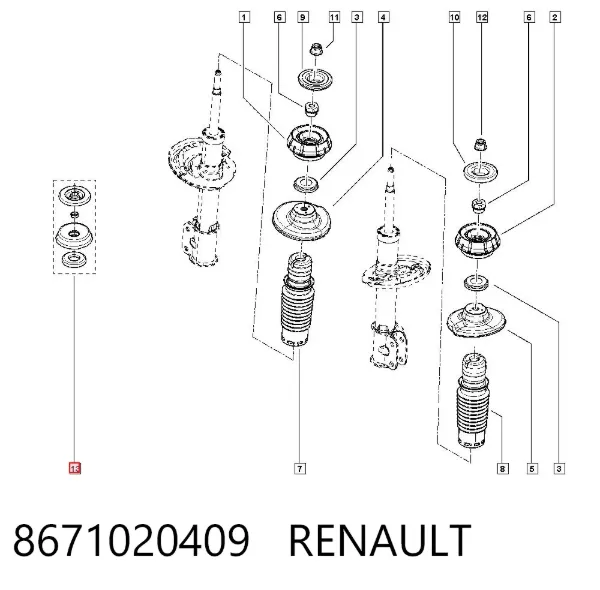 Опора переднего амортизатора 8671020409 Renault (RVI)