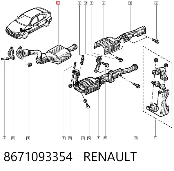 Приёмная труба 8671093354 Renault (RVI)