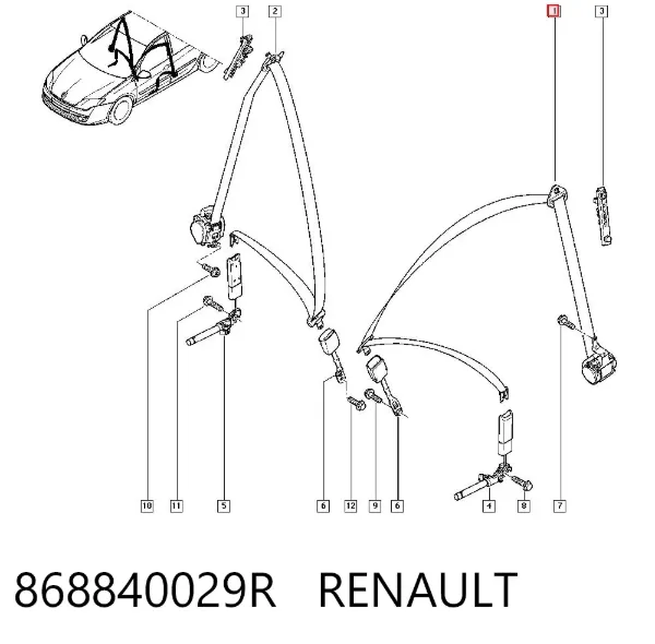 Левый ремень безопасности 868840029R Renault (RVI)