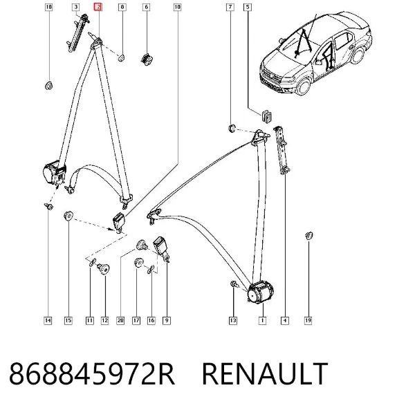 Ремень безопасности 868845972R Renault (RVI)
