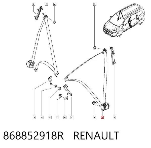 Ремень безопасности 868852918R Renault (RVI)