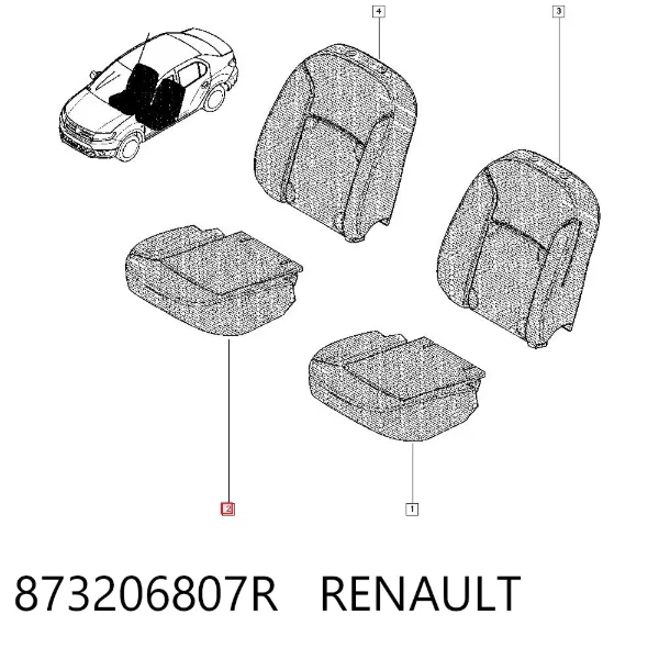 Обивка подушки переднего сиденья 873206807R Renault (RVI)