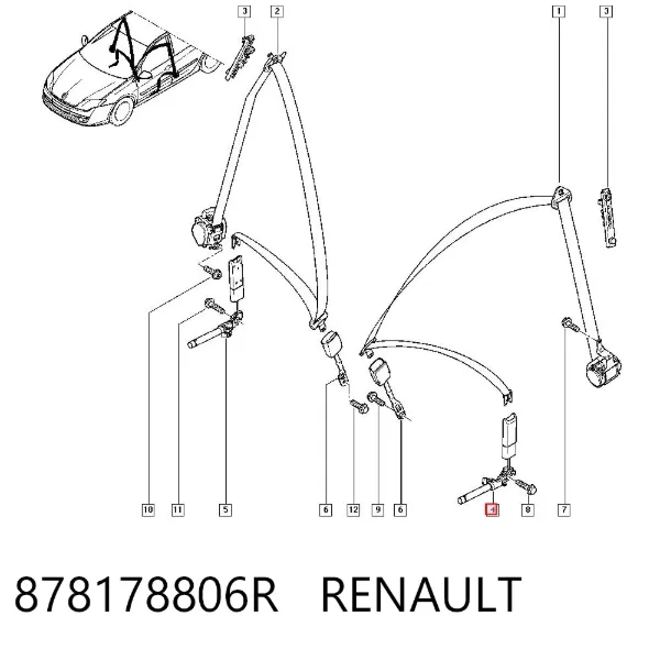 Рычаг (замок) фиксации ремня безопасности передний левый 878178806R Renault (RVI)