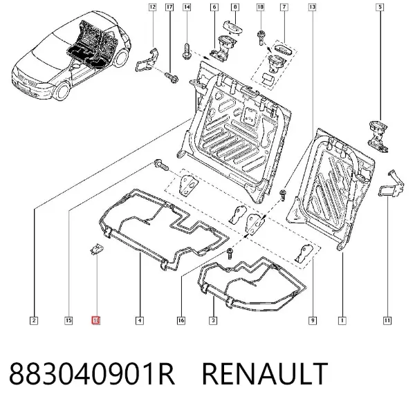 Фиксатор сиденья заднего 883040901R Renault (RVI)