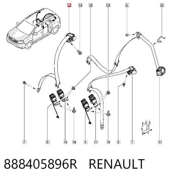 Ремень безопасности задний 888405896R Renault (RVI)