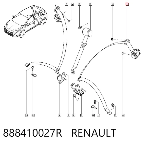 Ремень безопасности задний левый 888410027R Renault (RVI)