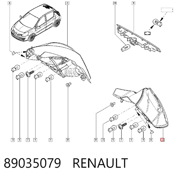 Фонарь задний левый 89035079 Renault (RVI)