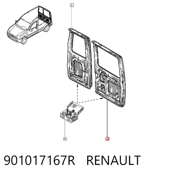 Дверь фургона задняя распашная левая 901017167R Renault (RVI)
