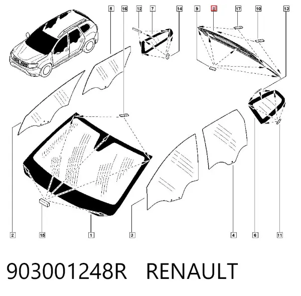 Стекло багажника двери 3/5-й задней (ляды) 903001248R Renault (RVI)