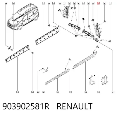Накладка стойки кузова внешняя задняя левая RENAULT 903902581R