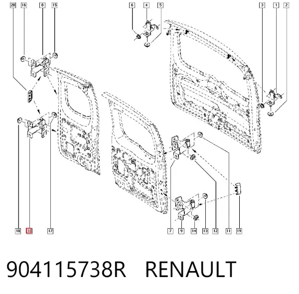 Петля двери задней (распашной) 904115738R Renault (RVI)
