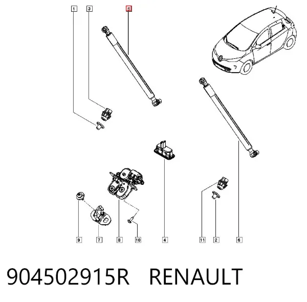 Амортизатор багажника 904502915R Renault (RVI)