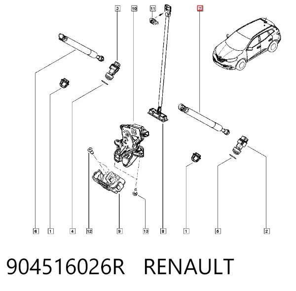 Амортизатор багажника 904516026R Renault (RVI)