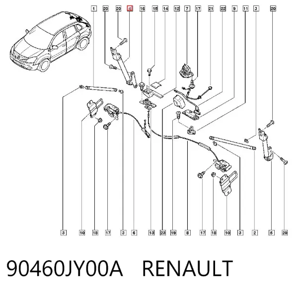 Амортизатор багажника 90460JY00A Renault (RVI)