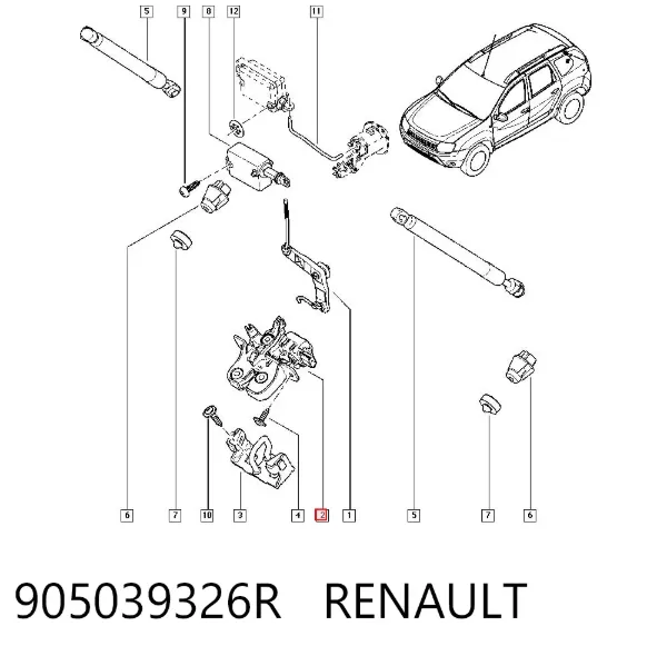 Замок багажника 905039326R Renault (RVI)