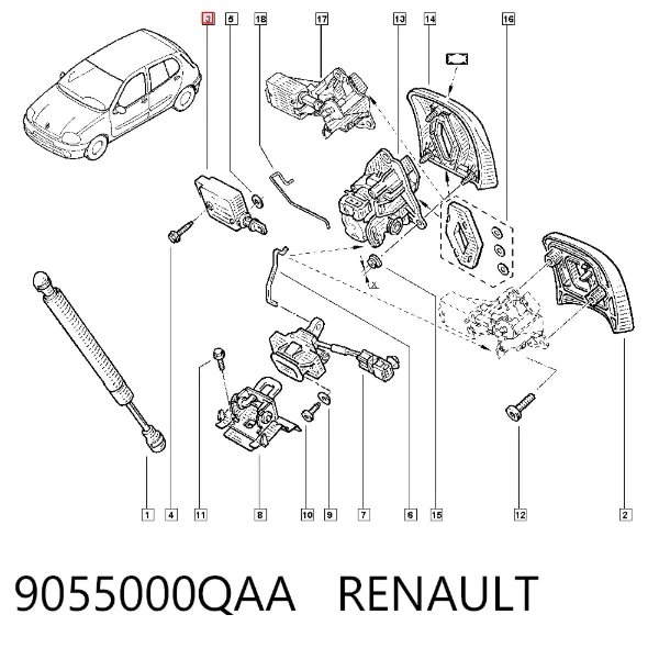 Мотор-привод открытия/закрытия замка двери передней левой 9055000QAA Renault (RVI)