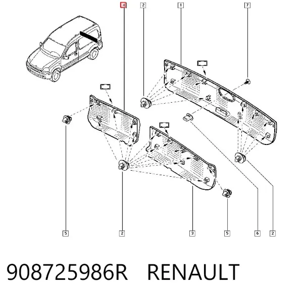 Молдинг двери задней правой 908725986R Renault (RVI)