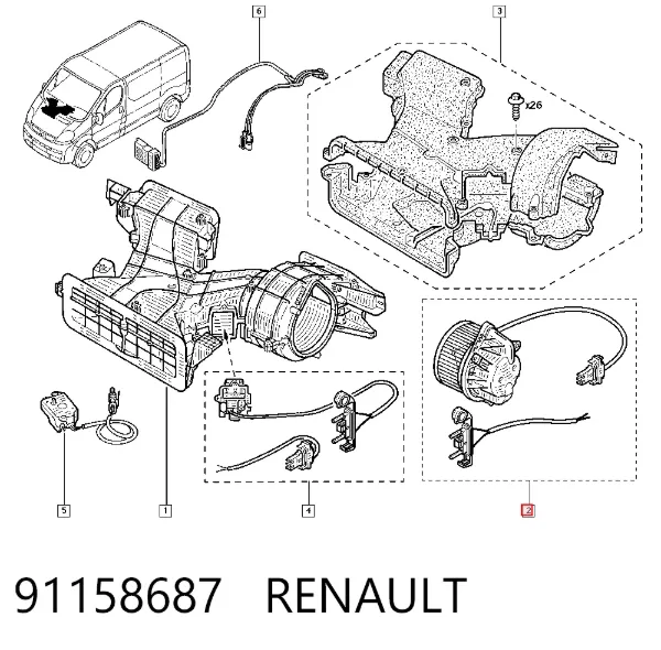 Вентилятор печки 91158687 Renault (RVI)